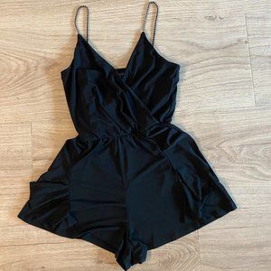 Topshop Black Romper Sequin Straps Size 4